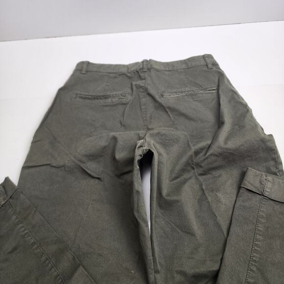 ZARA Army Green Long Cuffed Dressy Pants w/ Pockets Women's Size 4 (36) - Picture 3 of 6